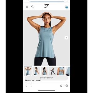 Gymshark. Laser Cut Tank - Turquoise - Large